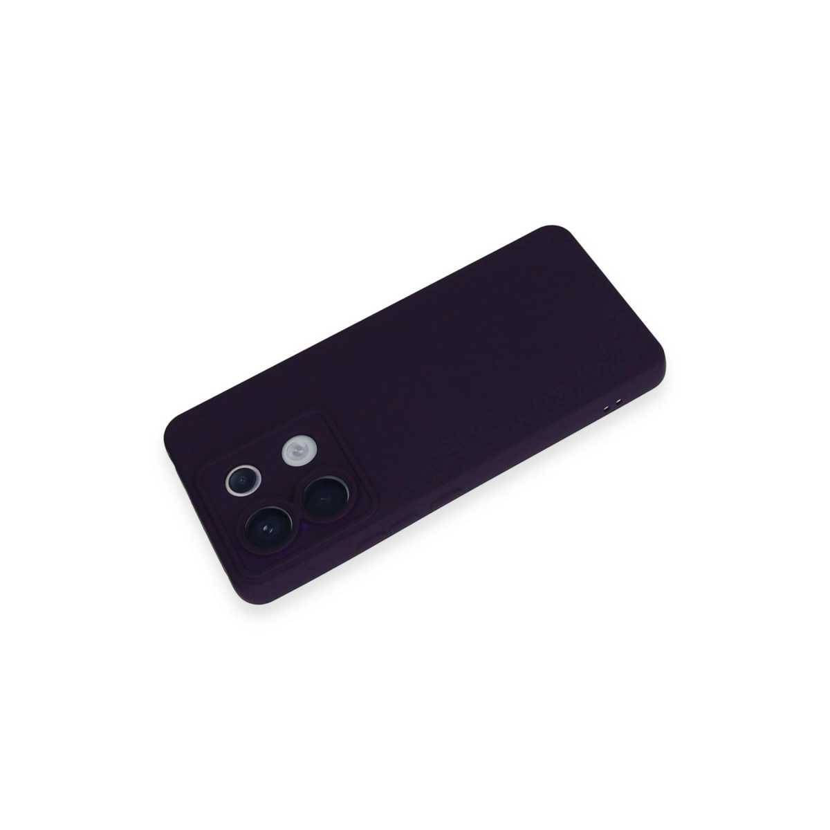Arkada kamera lensleri olan koyu mor telefon kılıfı.