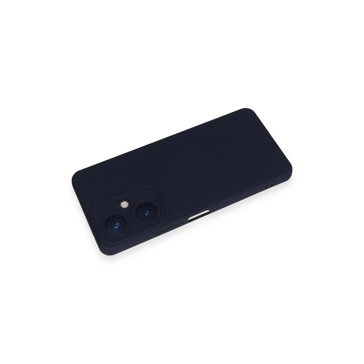 Beyaz zeminde kamera modüllü lacivert telefon kılıfı.
