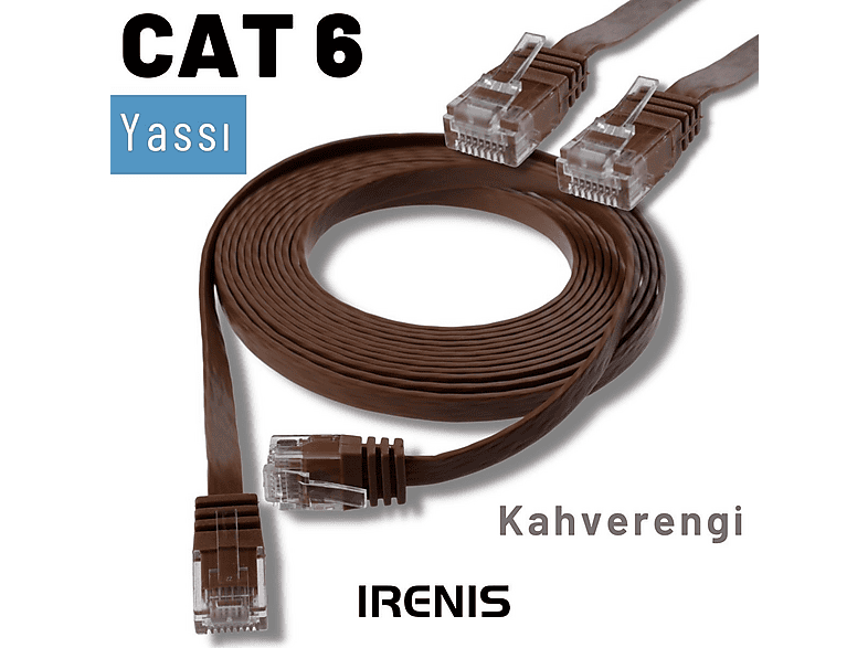IRENIS CAT6 Kablo Yassı Ethernet Network Lan Ağ 20 metre İnternet