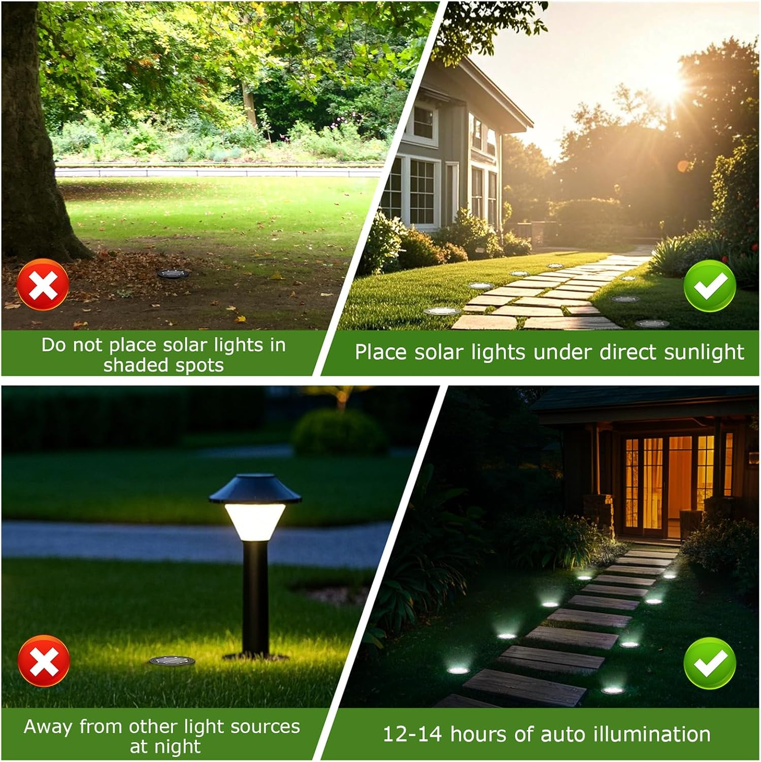 Gartenbeleuchtung: Schatten vs. Sonne, Nachtbeleuchtung, Beleuchtungsdauer.