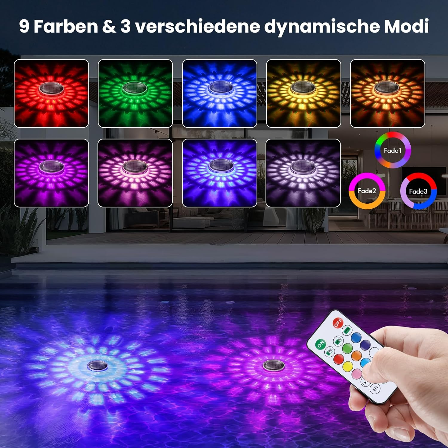 CRRYNUO 2er-Pack schwimmende solarbetriebene Lampe