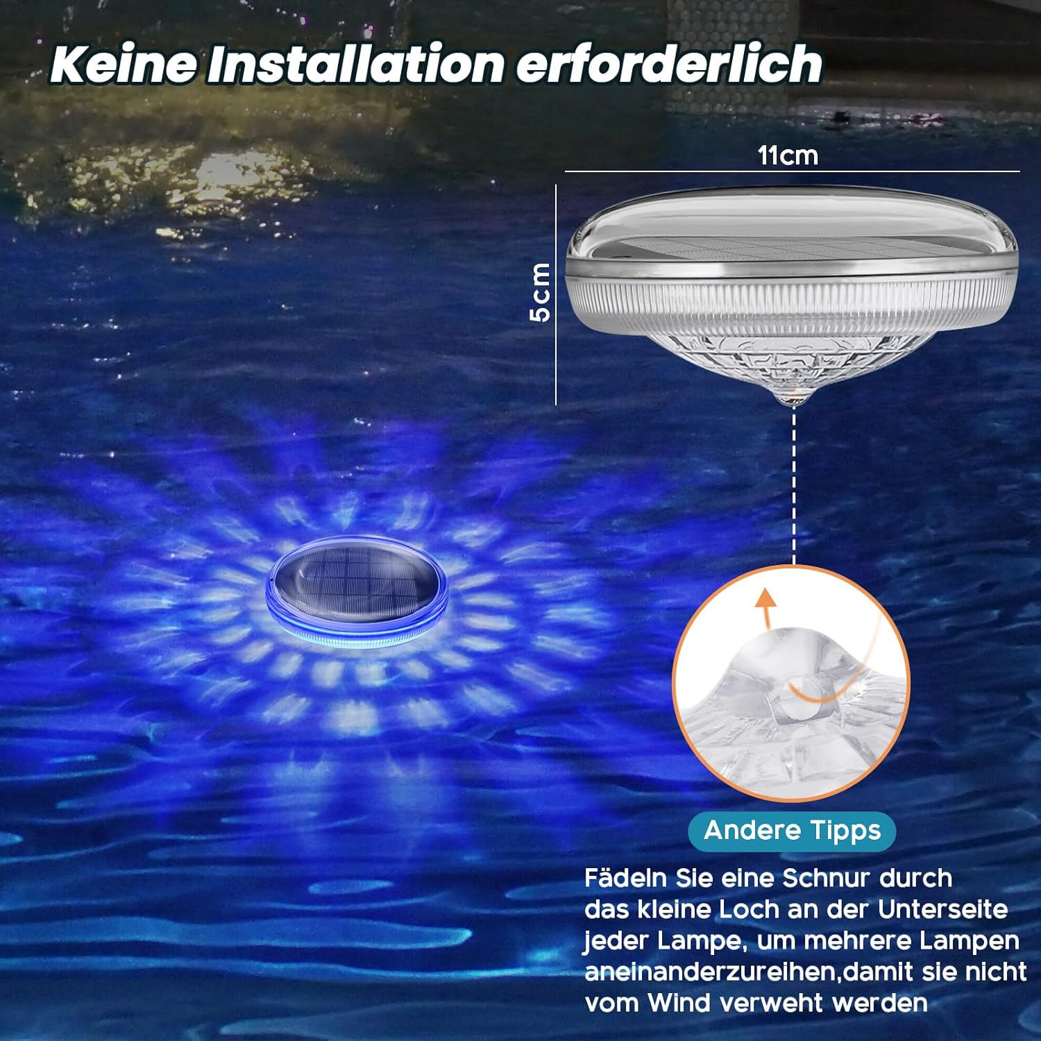 CRRYNUO 2er-Pack schwimmende solarbetriebene Lampe
