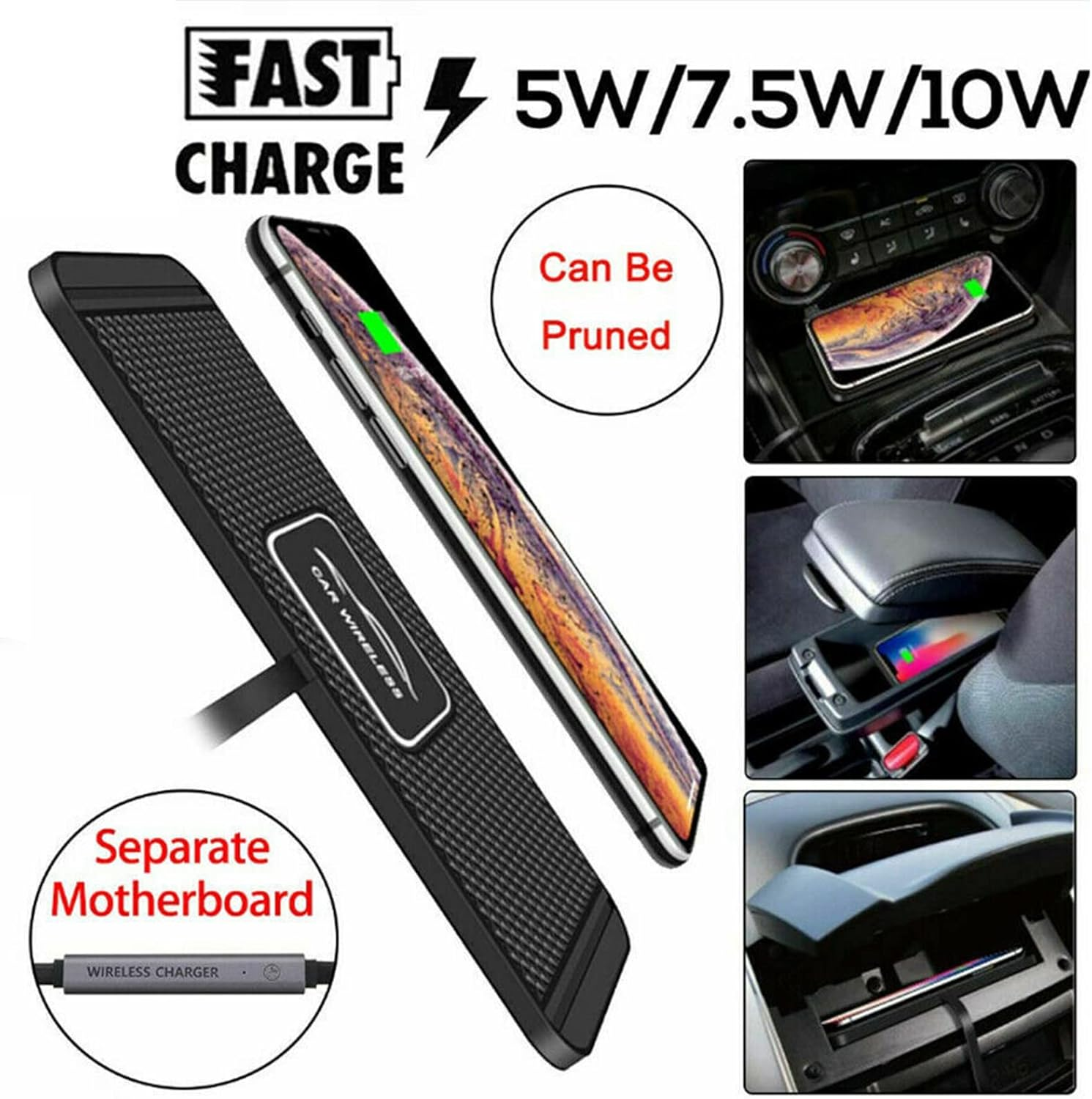 Schnellladegerät mit 5W/7.5W/10W für Autos. Enthält eine separate Hauptplatine.