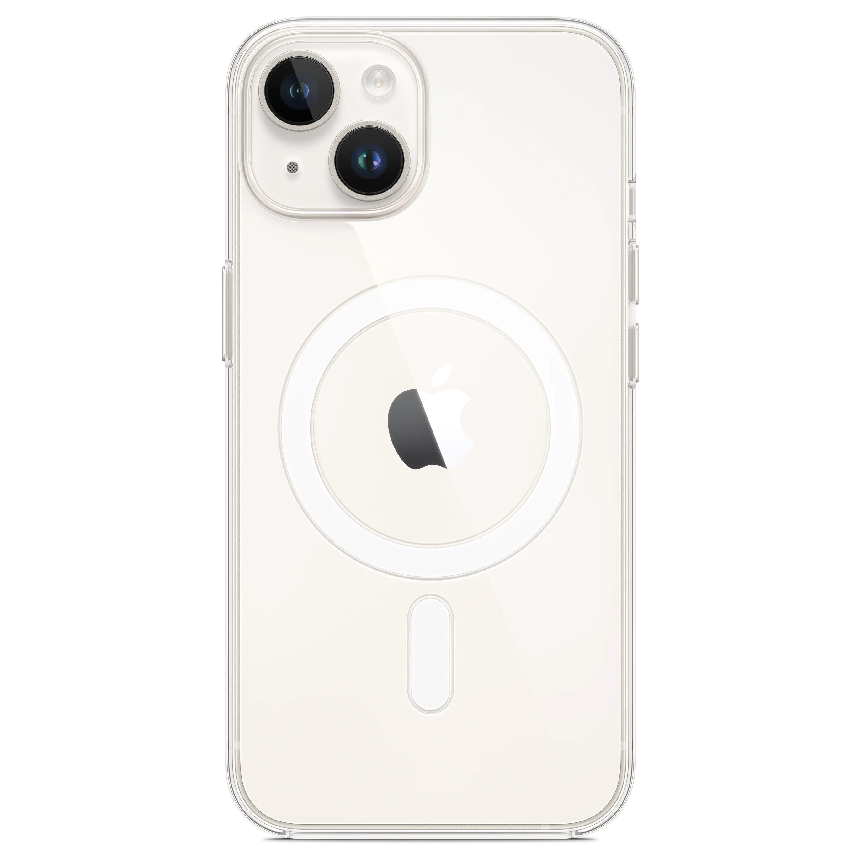 Arrière d'un iPhone blanc avec deux caméras et un logo Apple.