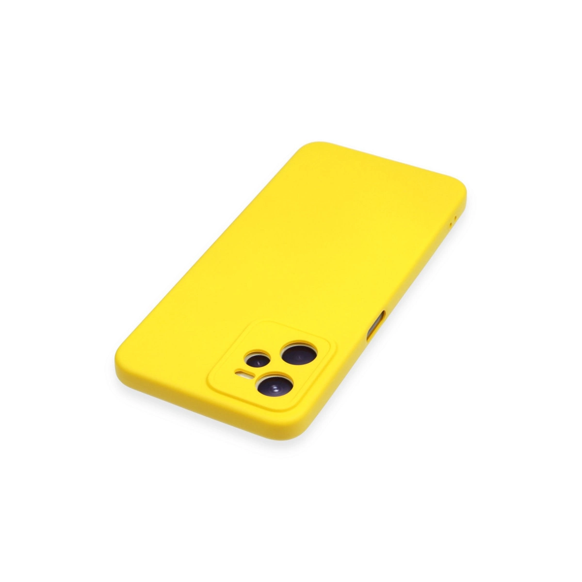 Dikdörtgen kamera modülüne sahip sarı telefon kılıfı.