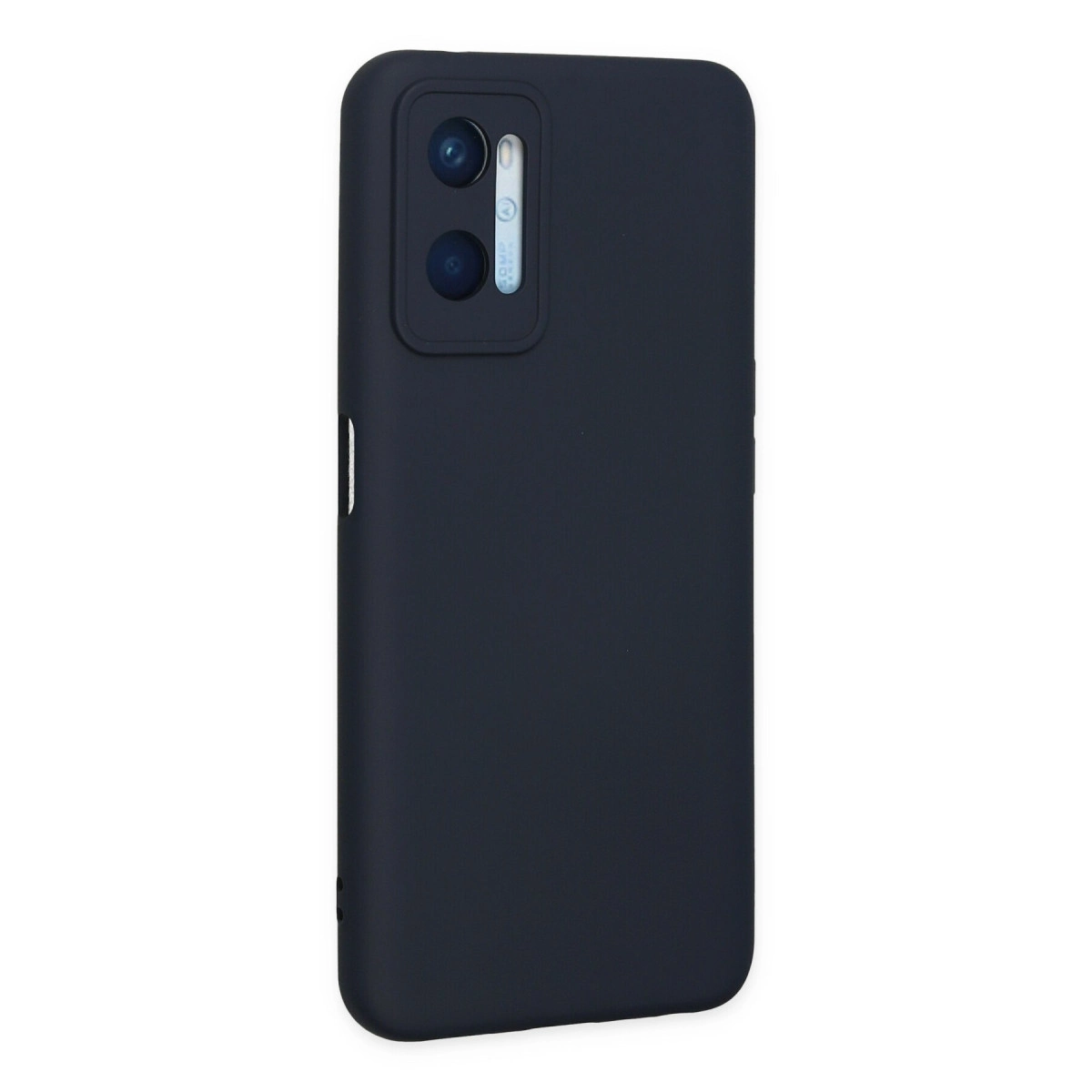 Sol üstte dikdörtgen kamera modülüne sahip koyu gri telefon kılıfı.