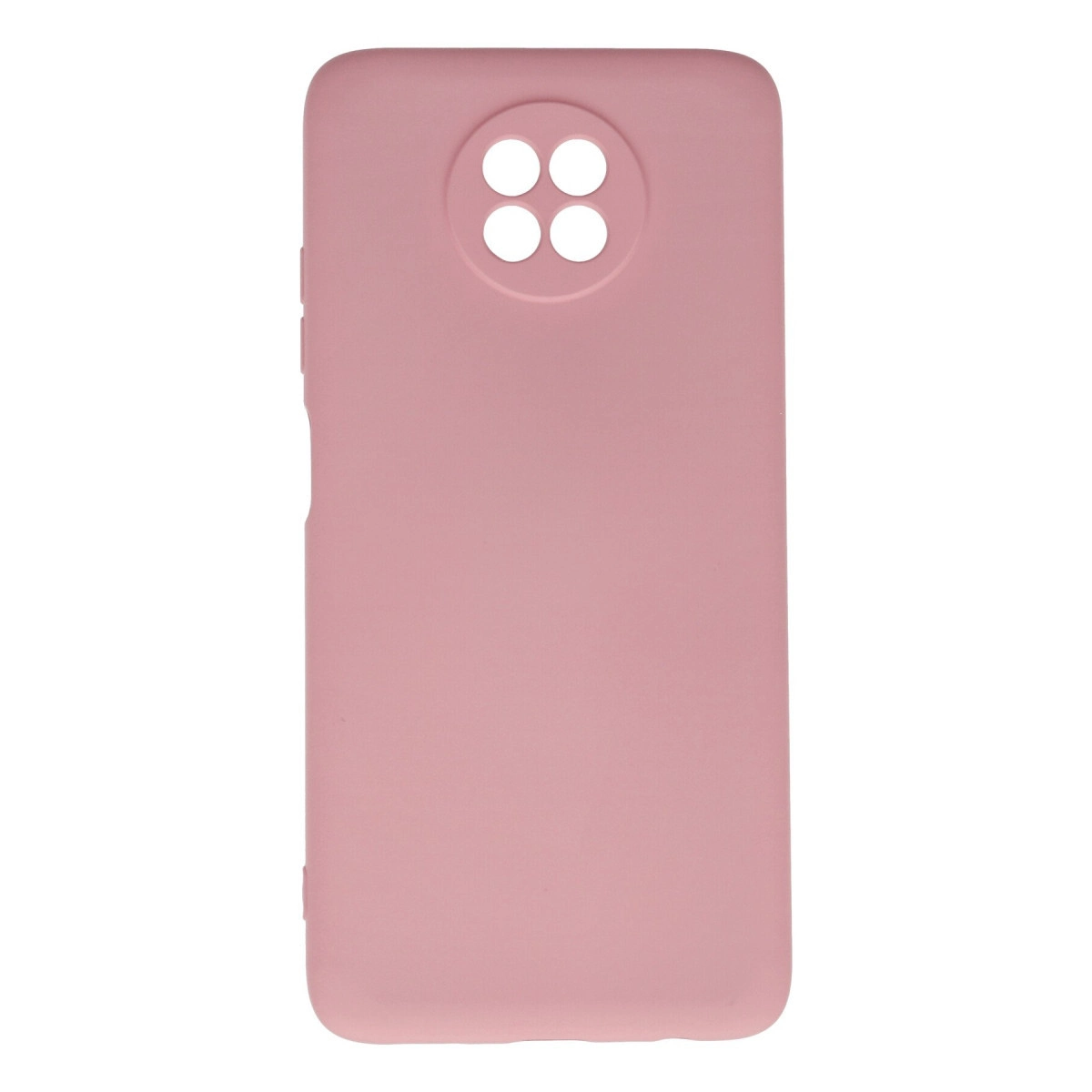 Dört açıklıklı dairesel kamera alanına sahip pembe telefon kılıfı.
