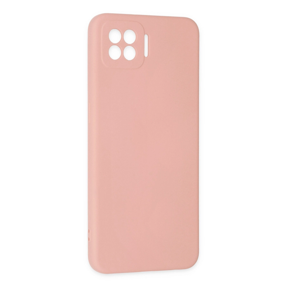 Dört lensli dikdörtgen kamera bloğuna sahip pembe telefon kılıfı.