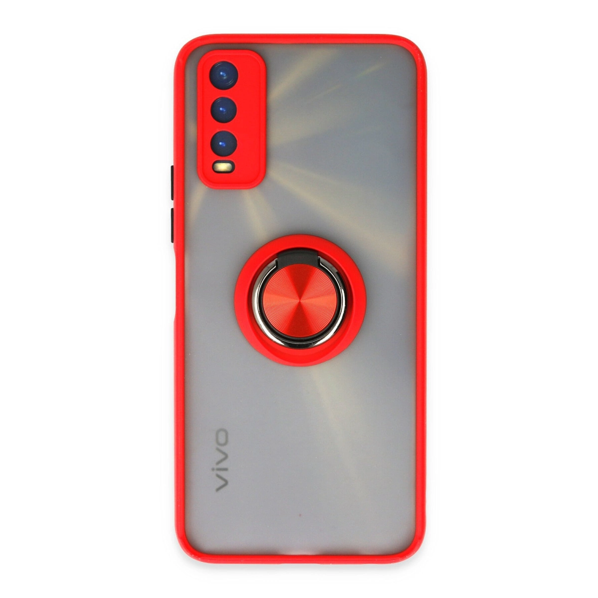 NEWFACE Vivo Y11S Uyumlu Montreal Yüzüklü Silikon Kapak Telefon Kılıfı Kırmızı