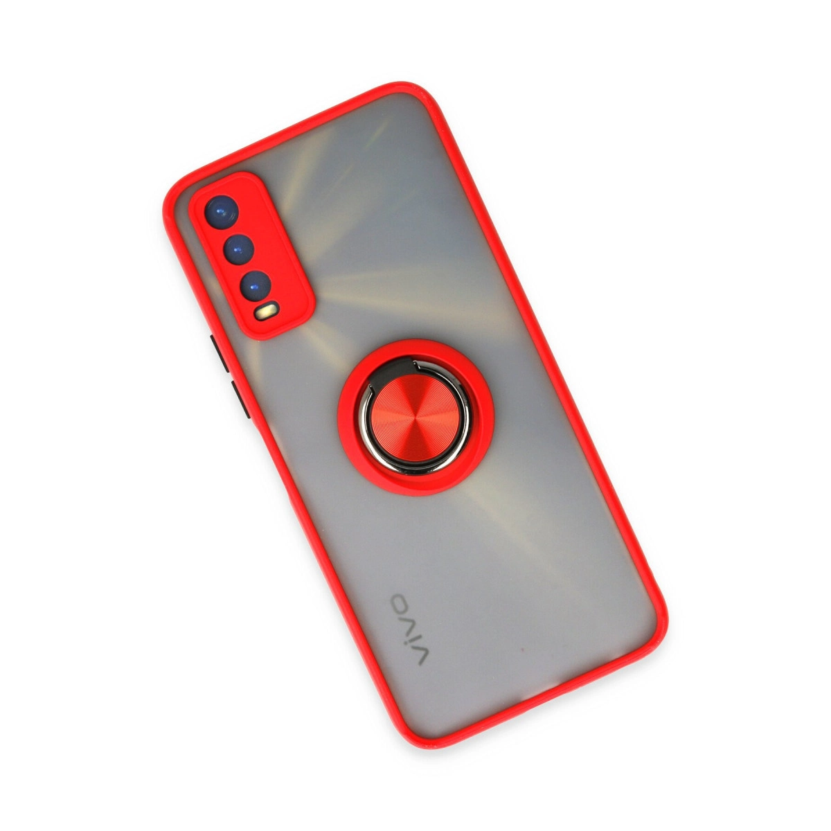 Kamera kesimli, halka tutuculu kırmızı telefon kılıfı.