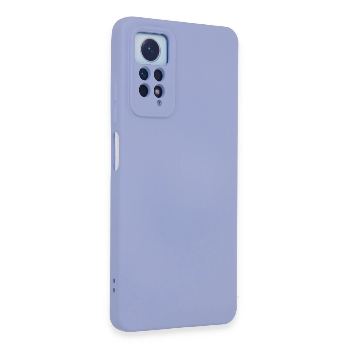 Beyaz arka plan üzerinde açık mor telefon kılıfı.