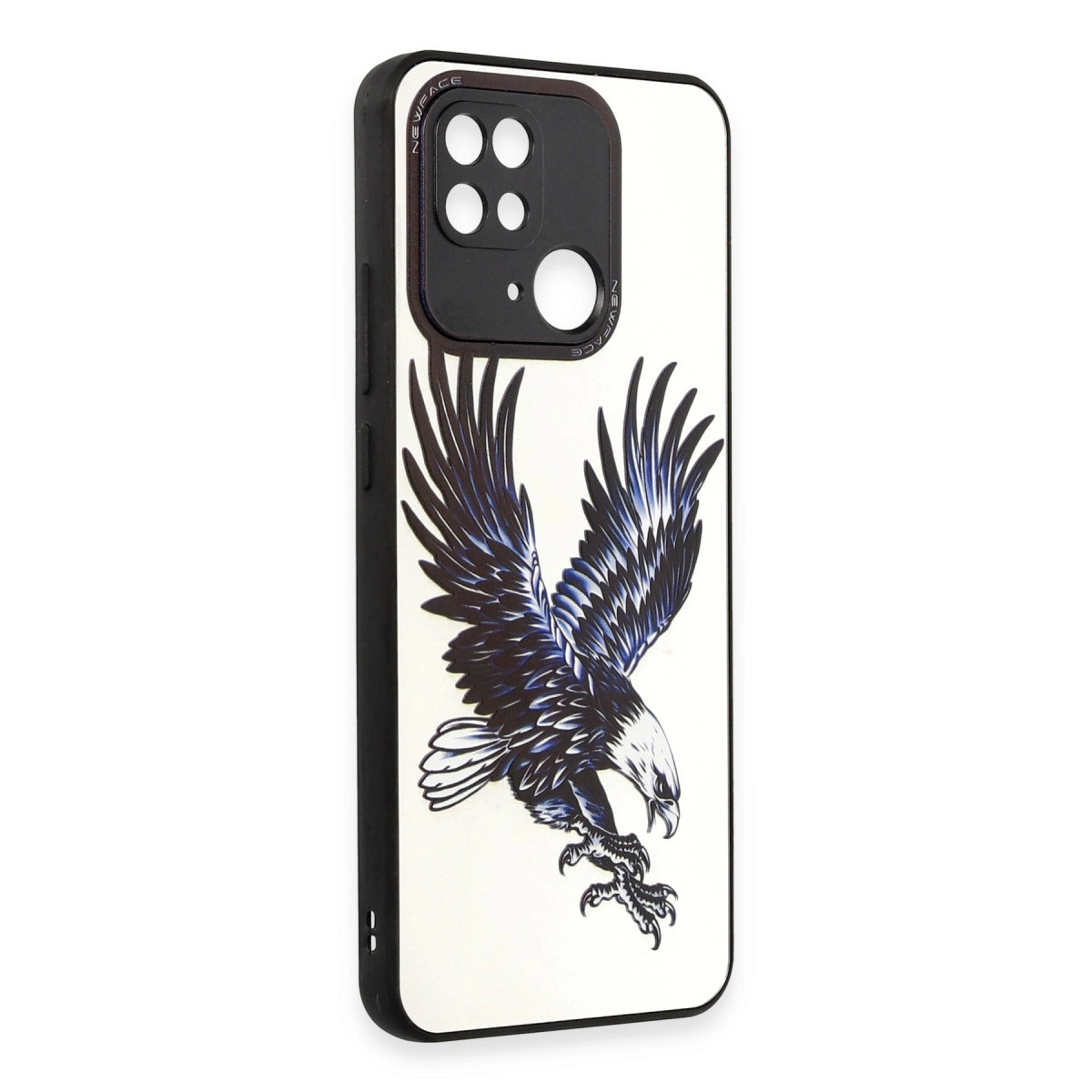 Beyaz arka planlı ve kartal grafikli bir telefon kılıfı.