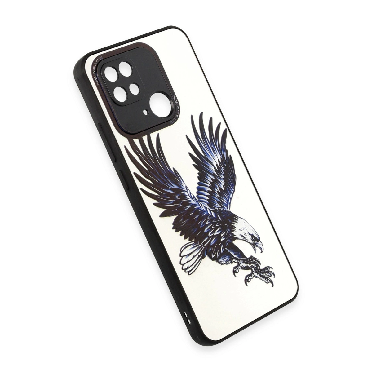 Ortada süzülen bir kartal figürü bulunan telefon kılıfı.