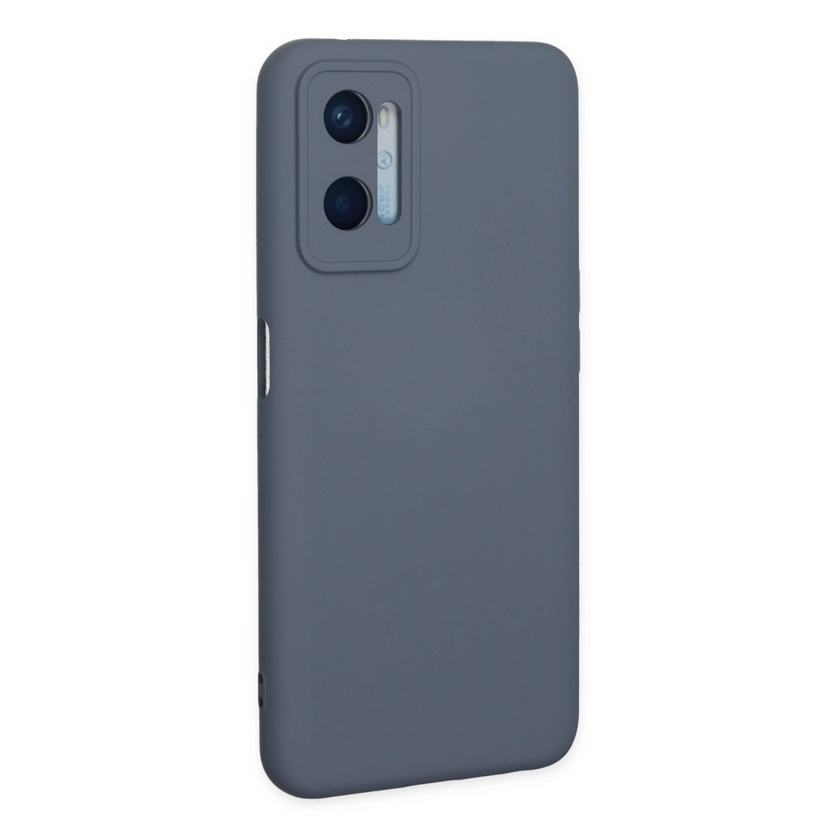 Arkada iki kamera lensi ve flaşlı gri telefon kılıfı.