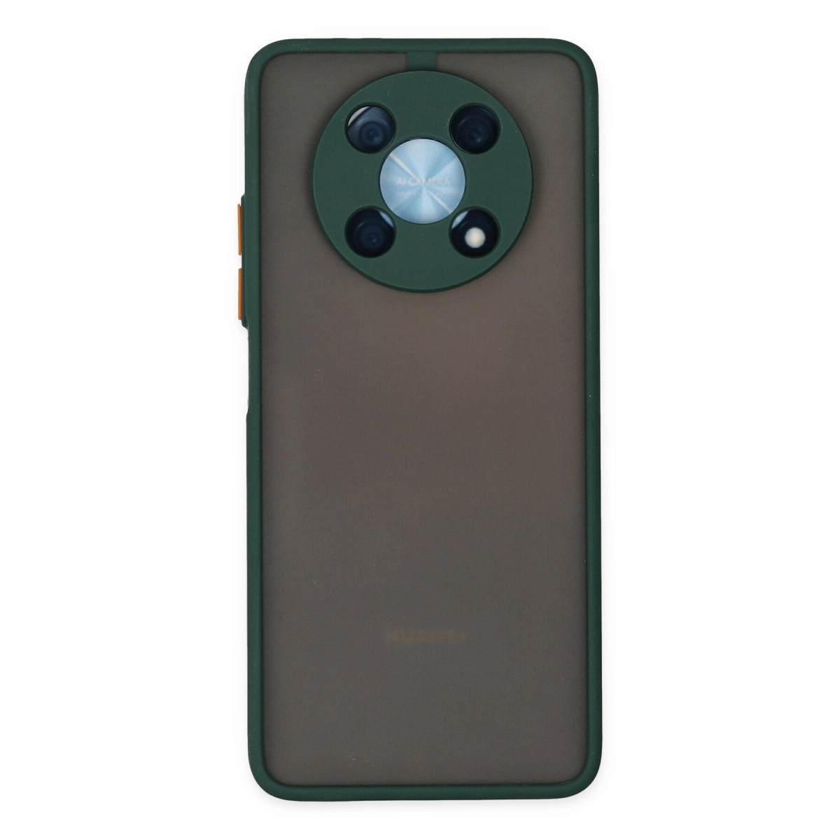 Dört lensli yeşil kamera yuvalı koyu gri telefon.