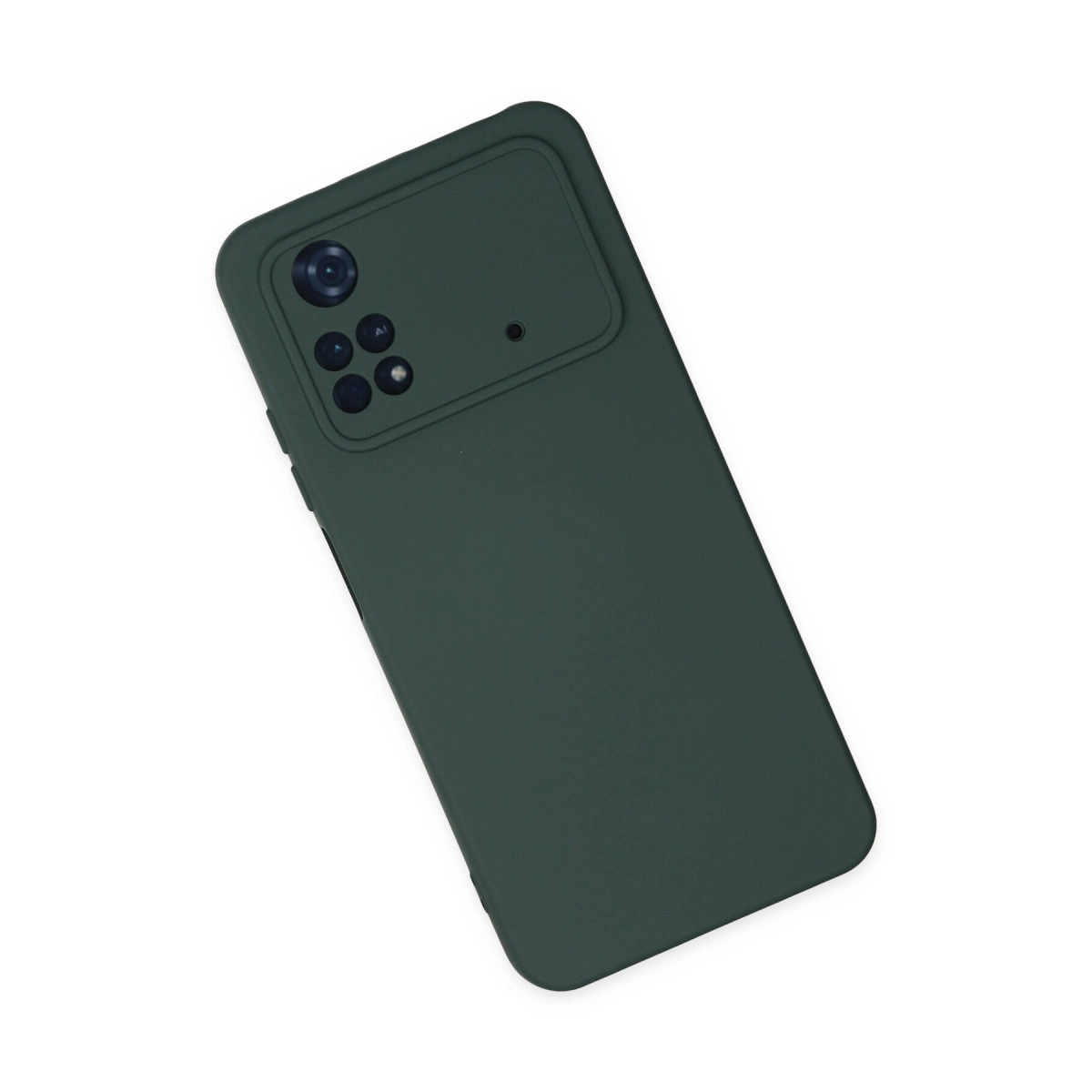 Dört lensli ve kamera kesimli koyu yeşil telefon kılıfı.