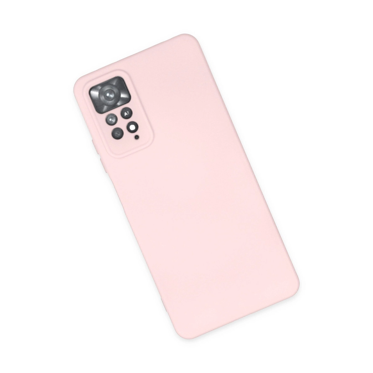 Sol üstte kamera modülü bulunan açık pembe telefon kılıfı.