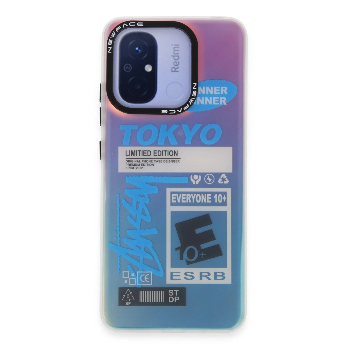 "Tokyo Limited Edition" ve ESRB "Everyone 10+" etiketli telefon kılıfı.