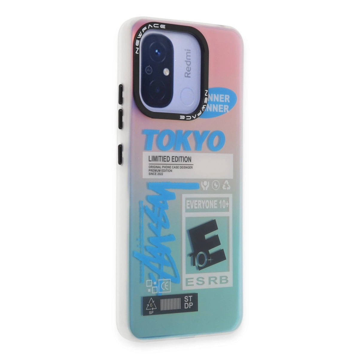 Şeffaf telefon kılıfı, "TOKYO LIMITIED EDITION" baskılı, "ESRB EVERYONE 10+".