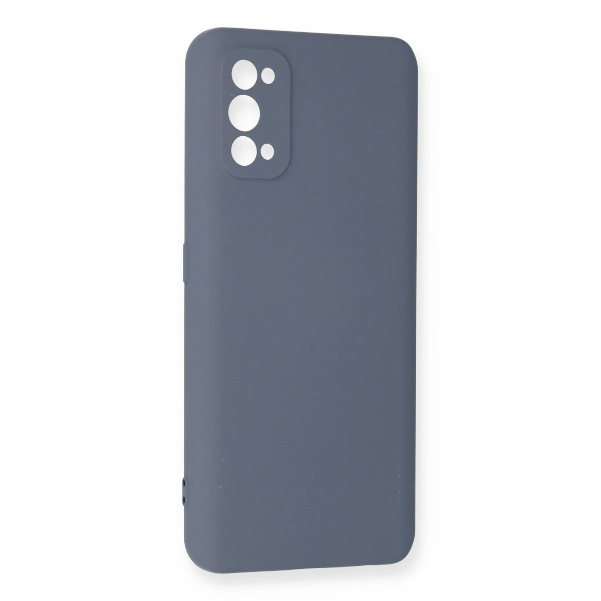Arkada kamera kesiği olan koyu gri telefon kılıfı.