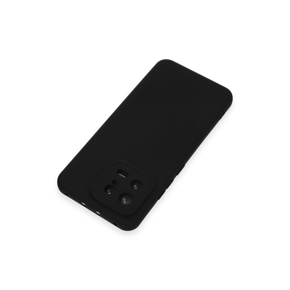 Beyaz arka plan üzerinde kamera kesimli siyah telefon kılıfı.