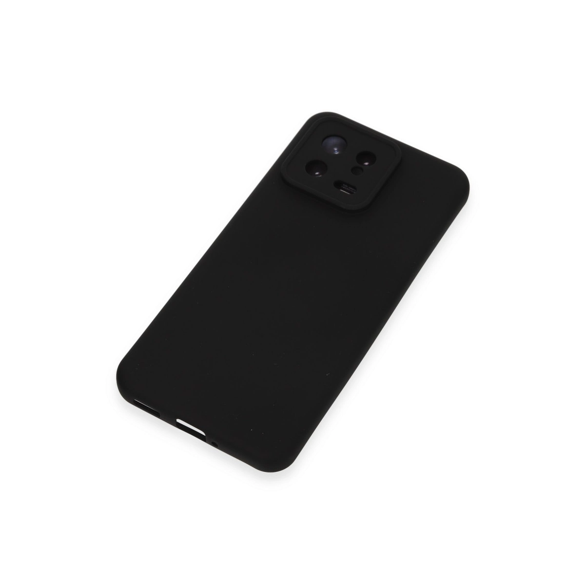 Beyaz arka plan üzerinde kamera modüllü siyah telefon kılıfı.