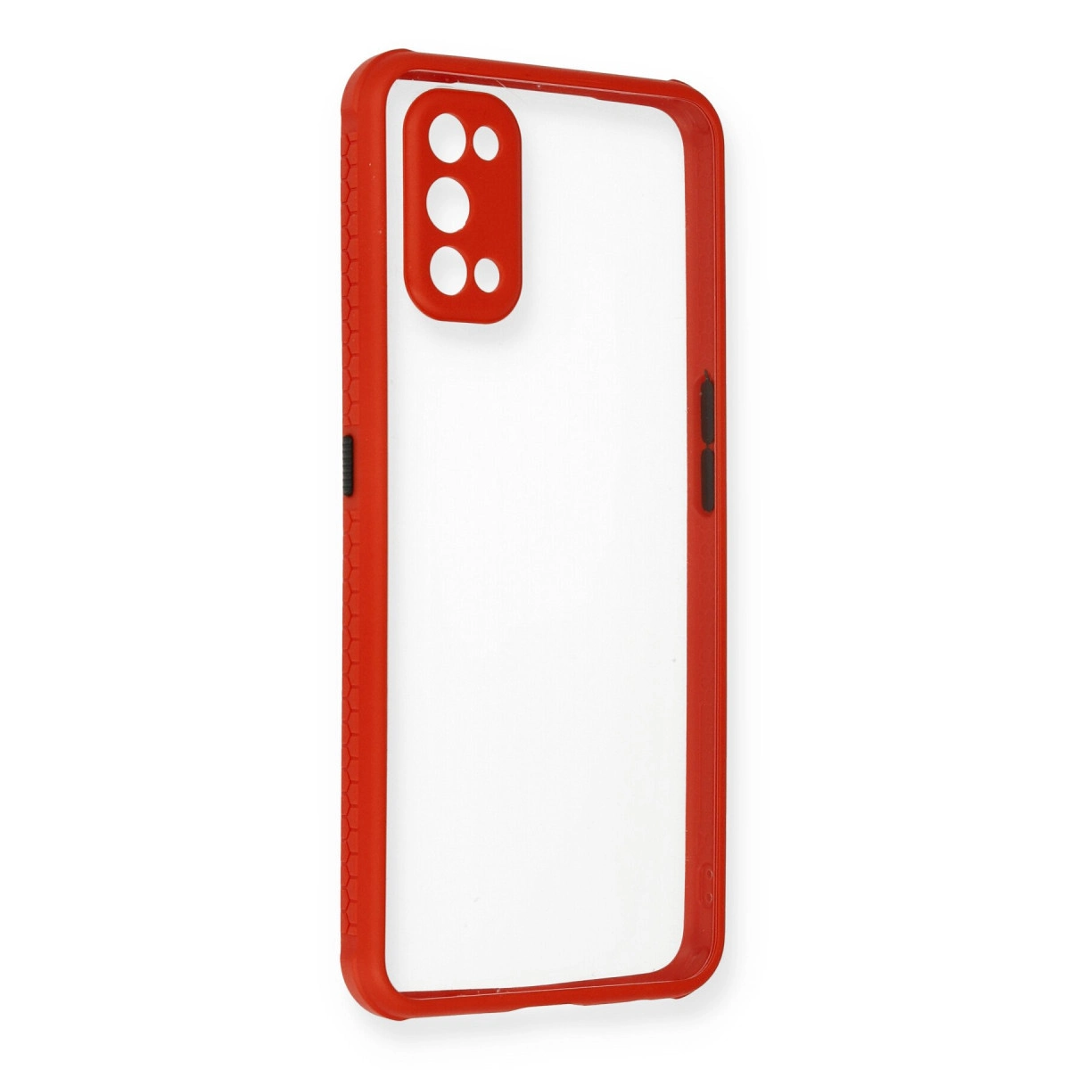 NEWFACE Realme 7 Pro Uyumlu Miami Şeffaf Silikon Telefon Kılıfı Kırmızı