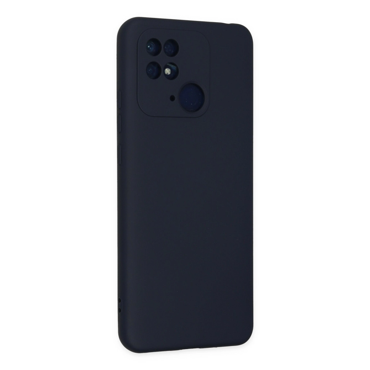 Sol üstte kamera modülü bulunan lacivert telefon kılıfı.