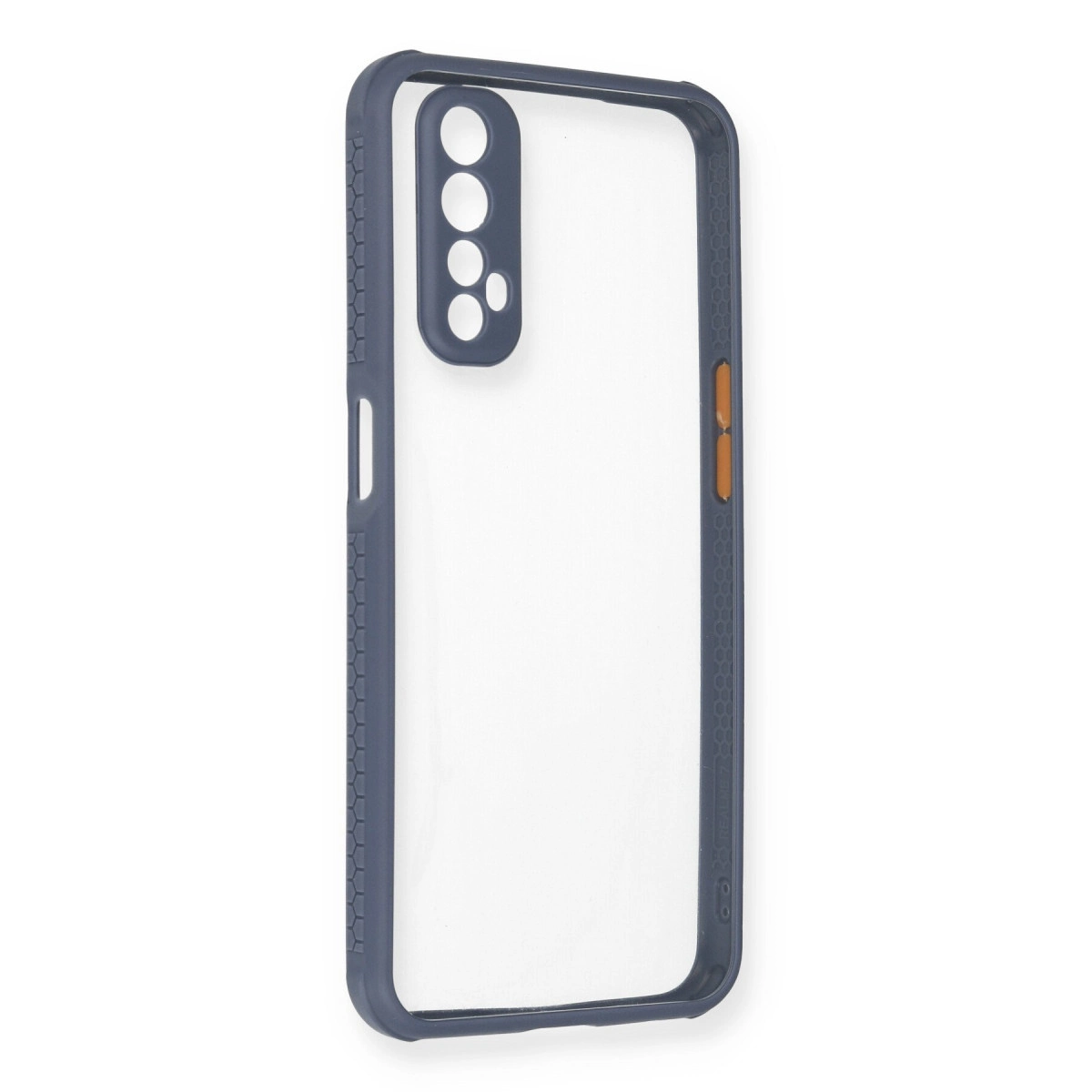 NEWFACE Realme 7 Uyumlu  Miami Şeffaf Silikon Telefon Kılıfı Gri