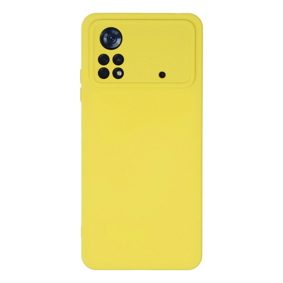 Sol üstte kamera modülü bulunan sarı telefon kılıfı.