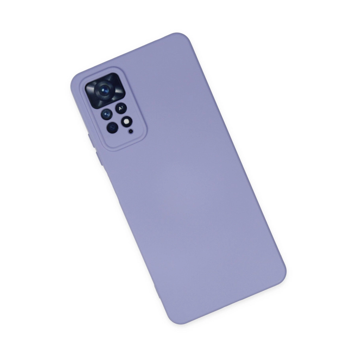 Sol tarafta dört lensli kamera modülüne sahip lavanta rengi telefon kılıfı.