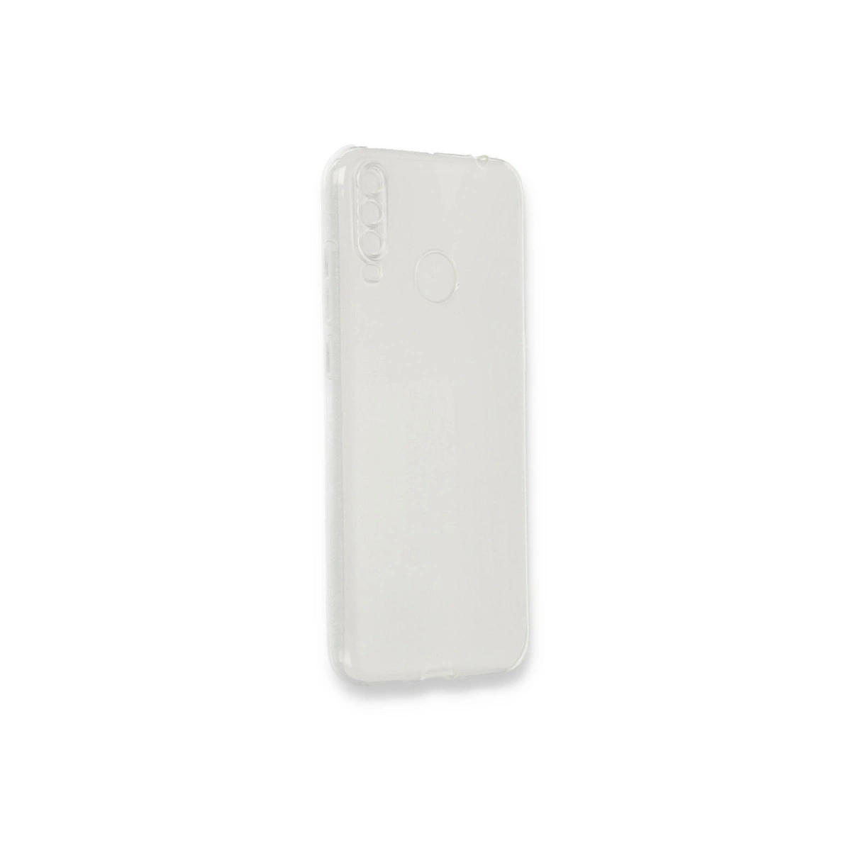 Kamera ve parmak izi sensörü için kesikleri olan şeffaf telefon kılıfı.