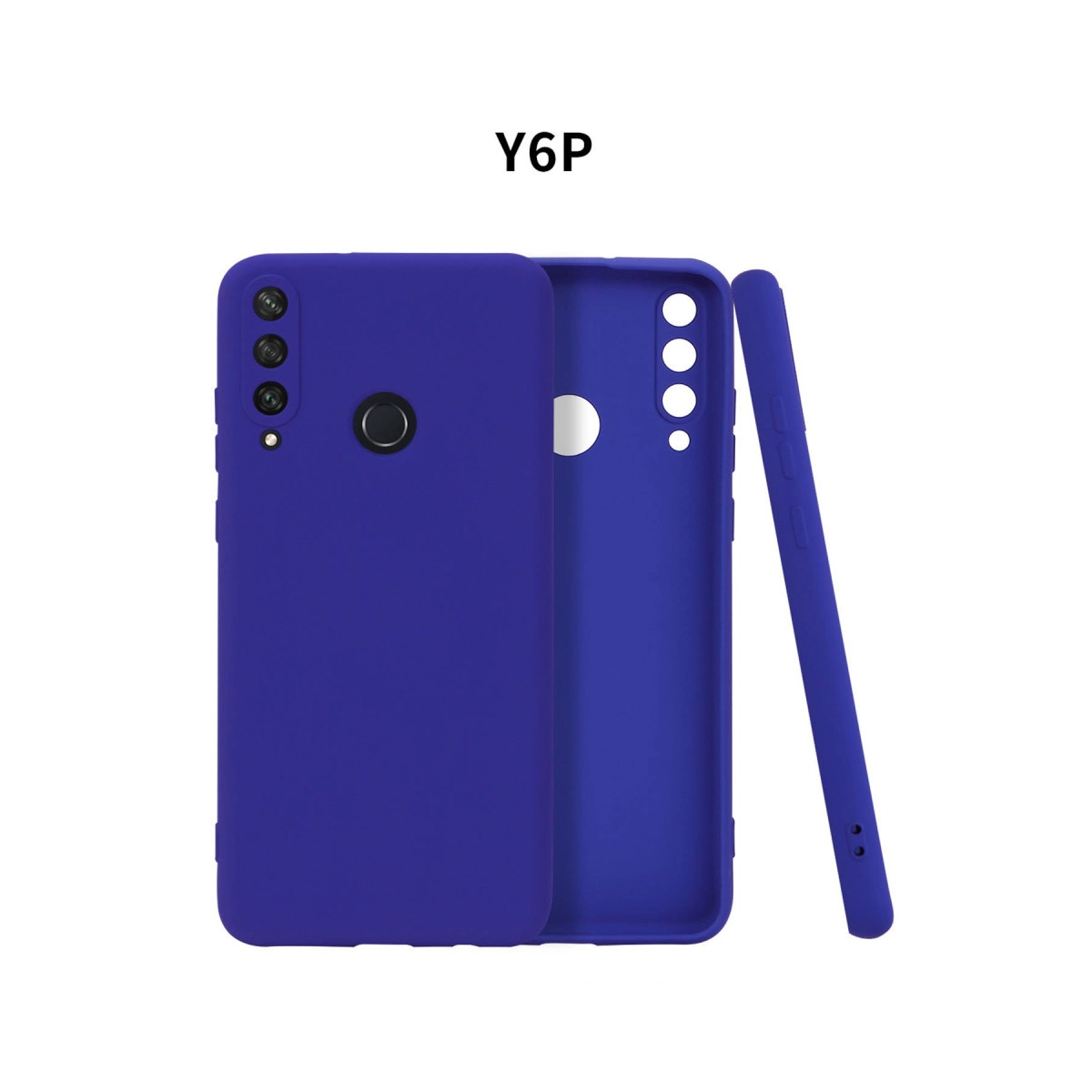 Yan yana üç mor telefon kılıfı, biri dik duruyor.