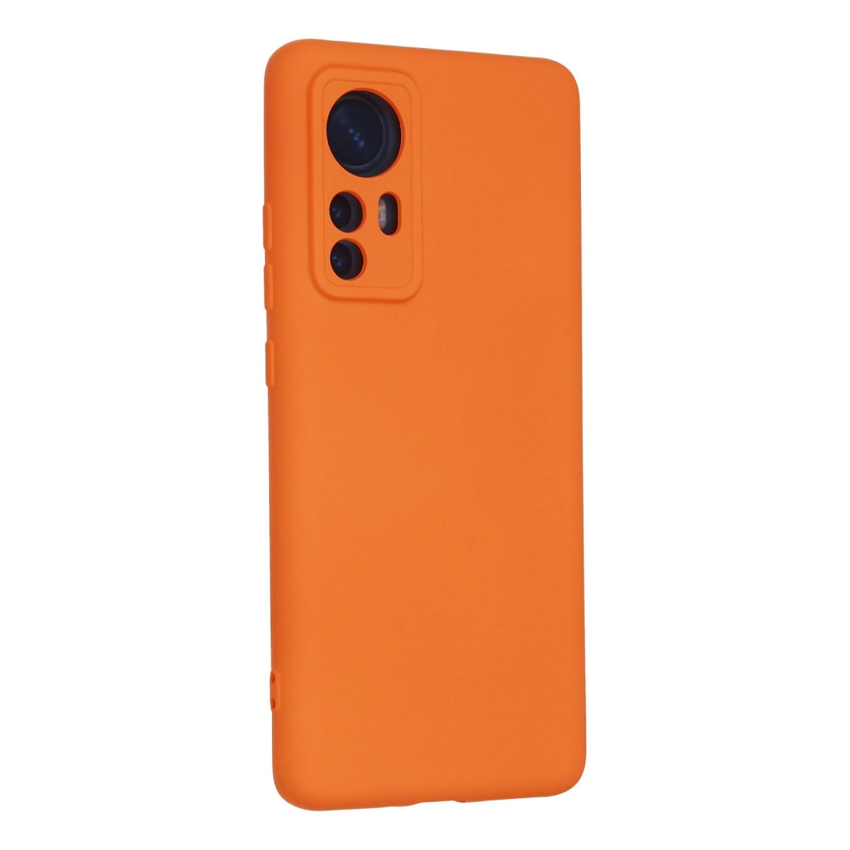 Arkada dikdörtgen kamera kesimli turuncu telefon kılıfı.