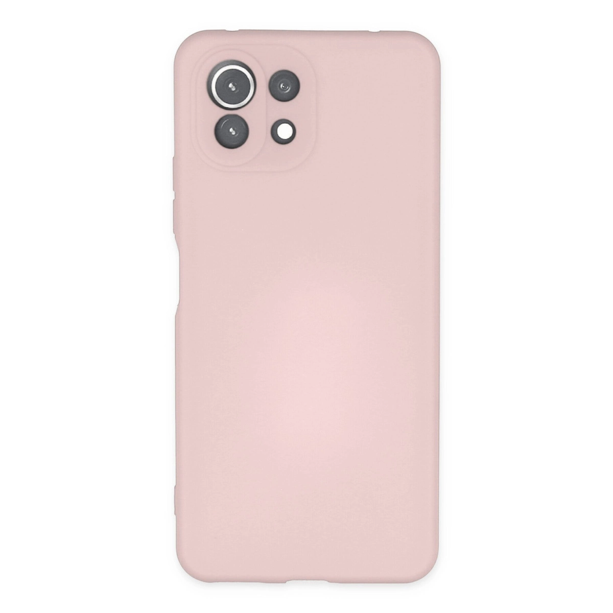 Sol üstte dikdörtgen kamera modülüne sahip pembe telefon kılıfı.