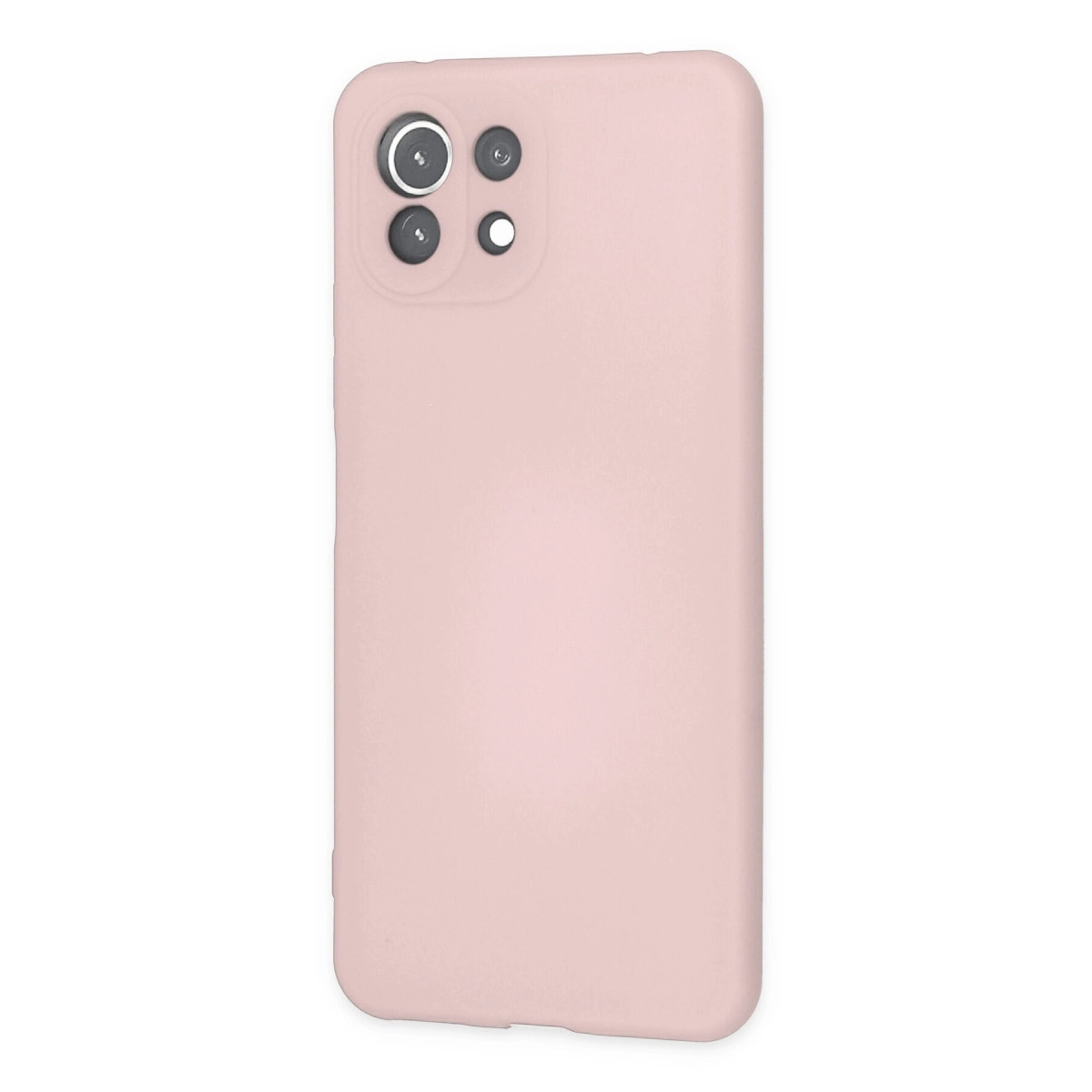 Sol üstte kamera kesiği olan açık pembe telefon kılıfı.