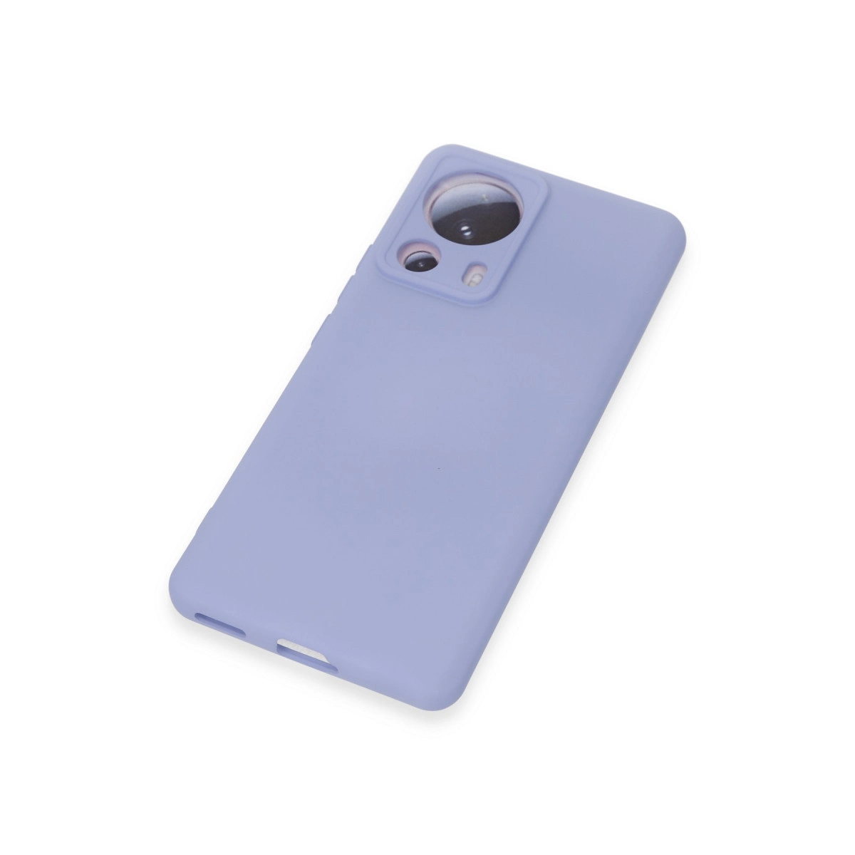 Lavanta rengi, kamera kesimli telefon kılıfı beyaz zeminde.
