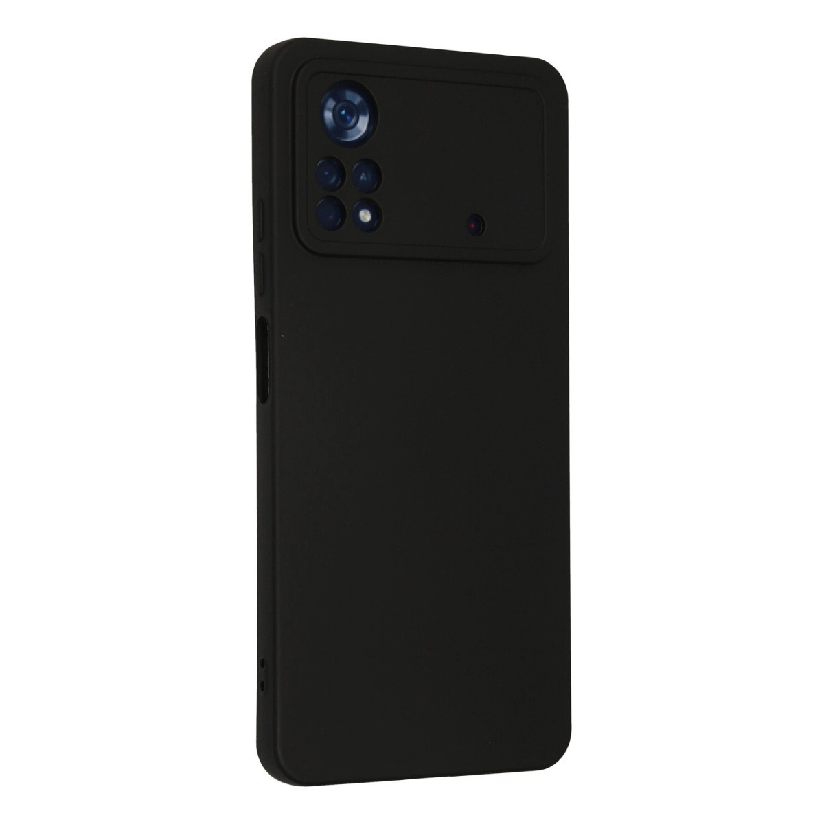 Kamera modülü ve flaşlı siyah telefon kılıfı.