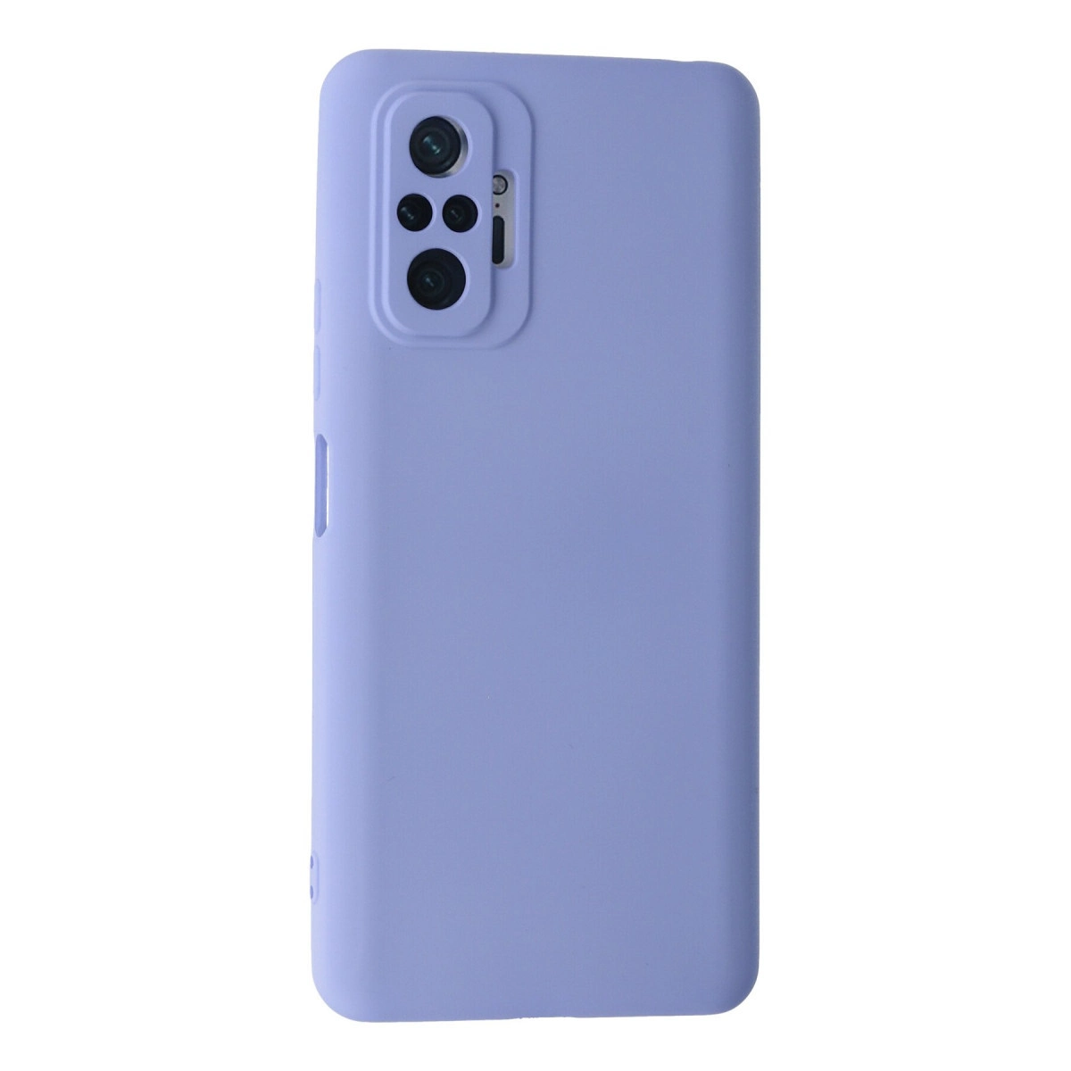 Sol üstte dikdörtgen kamera modülü bulunan lavanta rengi telefon kılıfı.