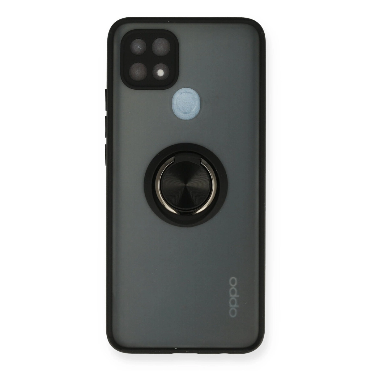 NEWFACE Oppo A15 Uyumlu Montreal Yüzüklü Silikon Kapak Telefon Kılıfı Siyah
