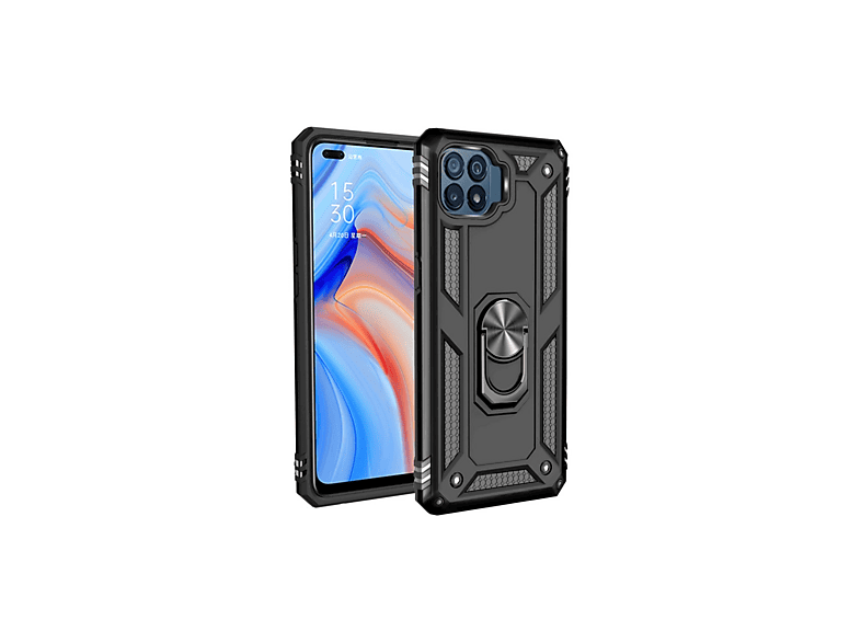 NEWFACE Oppo Reno 4 Lite Uyumlu Sofya Yüzüklü Silikon Kapak Telefon Kılıfı Siyah