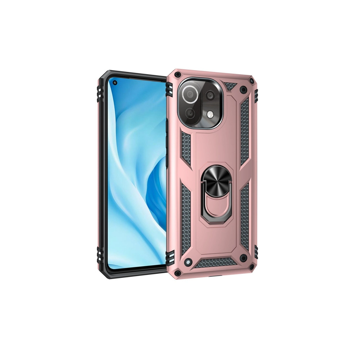 NEWFACE Xiaomi Mi 11 Lite Uyumlu Sofya Yüzüklü Silikon Kapak Telefon Kılıfı Rose