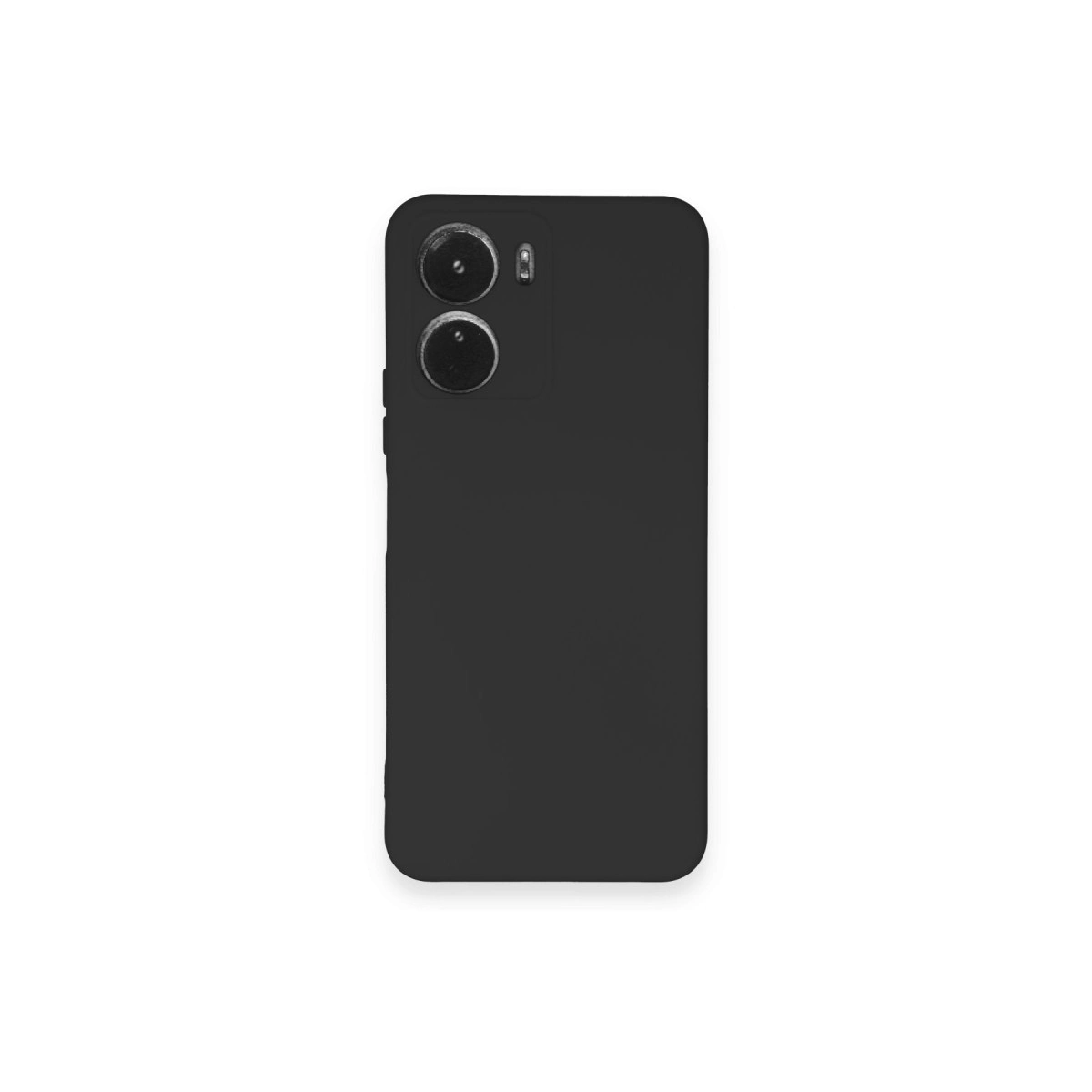 Beyaz zeminde iki kameralı siyah telefon kılıfı.