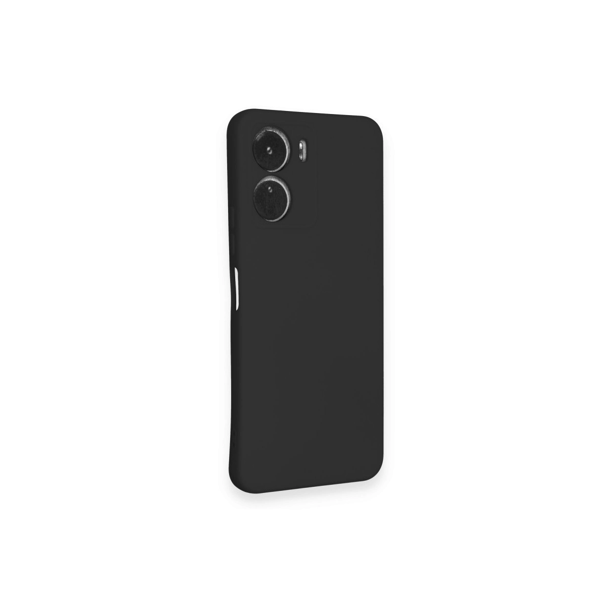 Beyaz arka plan üzerinde iki kameralı siyah telefon kılıfı.