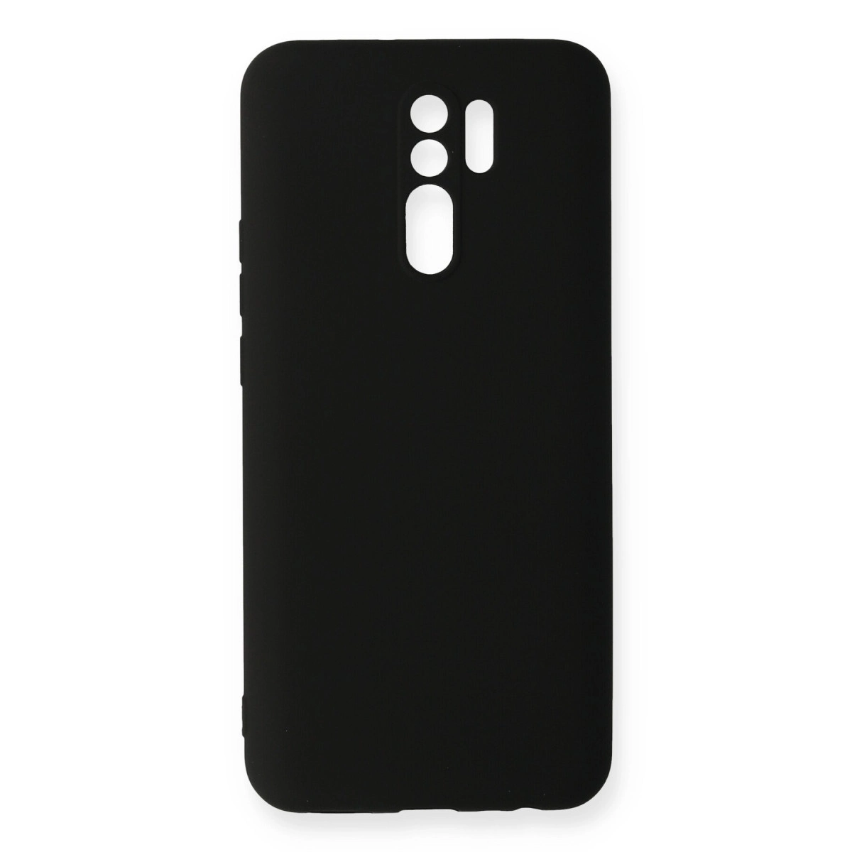 Kamera ve flaş için kesikleri olan siyah telefon kılıfı.