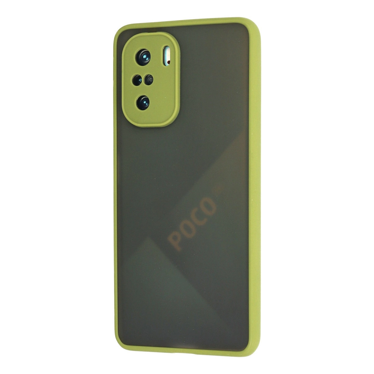 Açık yeşil çerçeveli ve kamera modüllü koyu gri telefon kılıfı.