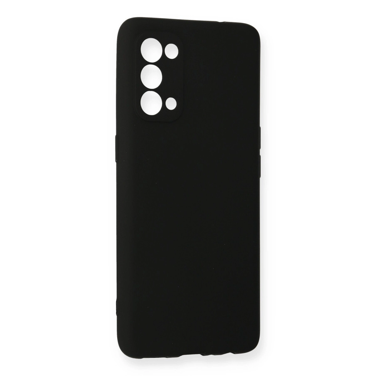 Kamera lensleri için kesikleri olan siyah telefon kılıfı.