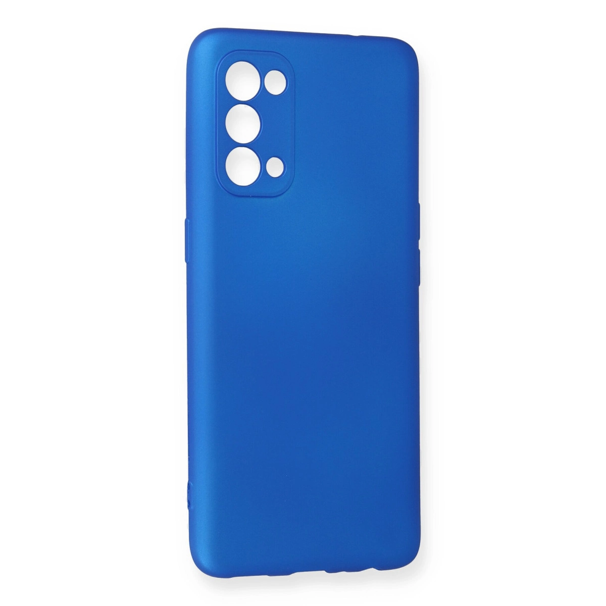 Dört kamera ve flaş için kesikleri olan mavi telefon kılıfı.