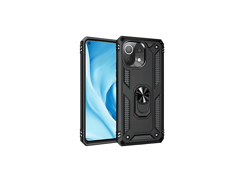NEWFACE Xiaomi Mi 11 Lite Uyumlu Sofya Yüzüklü Silikon Kapak Telefon Kılıfı Siyah