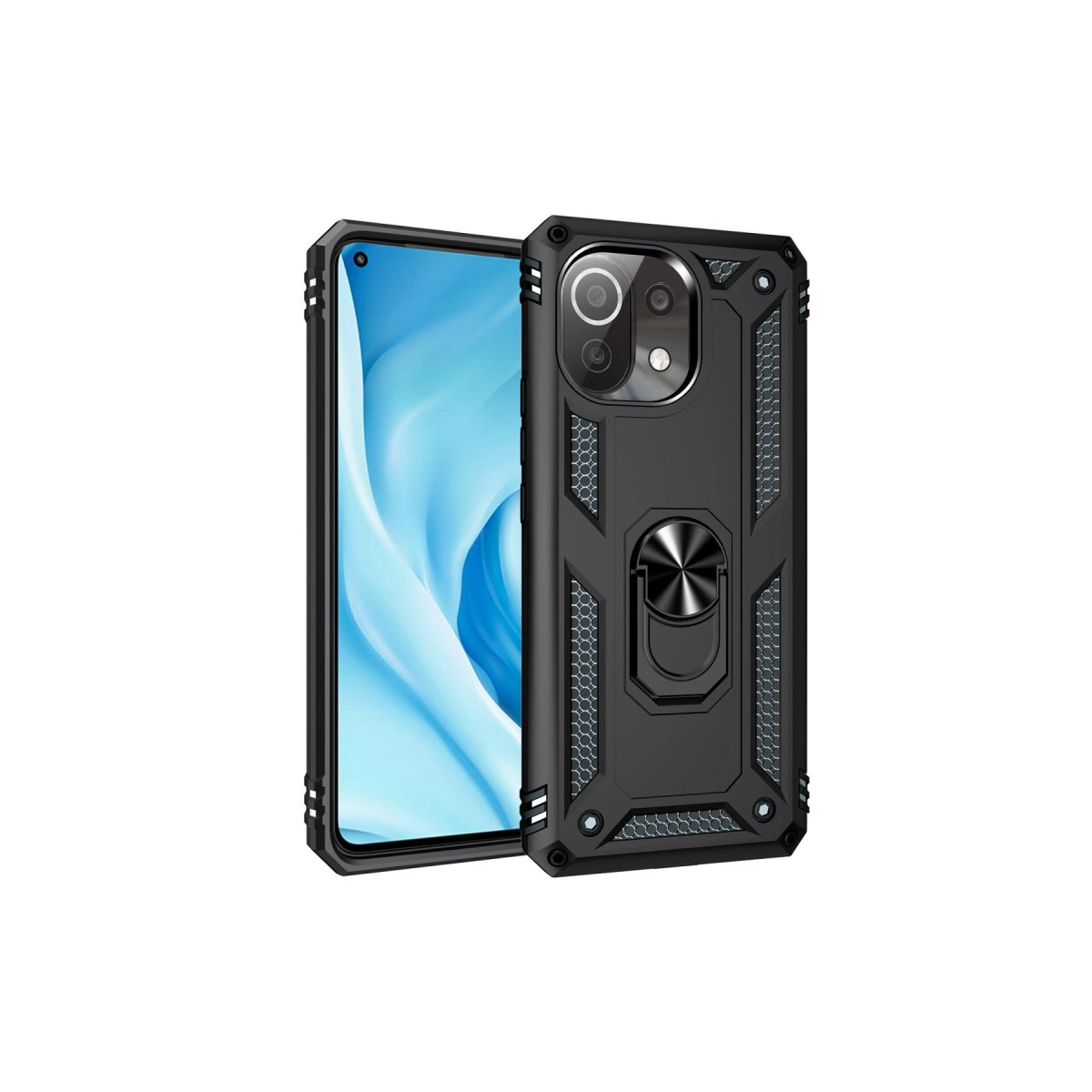 NEWFACE Xiaomi Mi 11 Lite Uyumlu Sofya Yüzüklü Silikon Kapak Telefon Kılıfı Siyah
